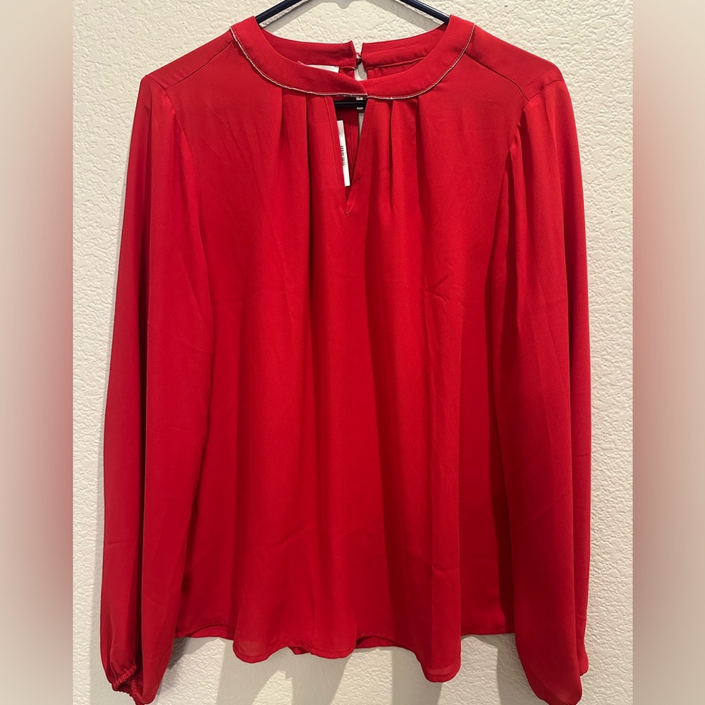 MAURICES SIZE M MEDIUM RED LONG SLEEVE BLOUSE NWT